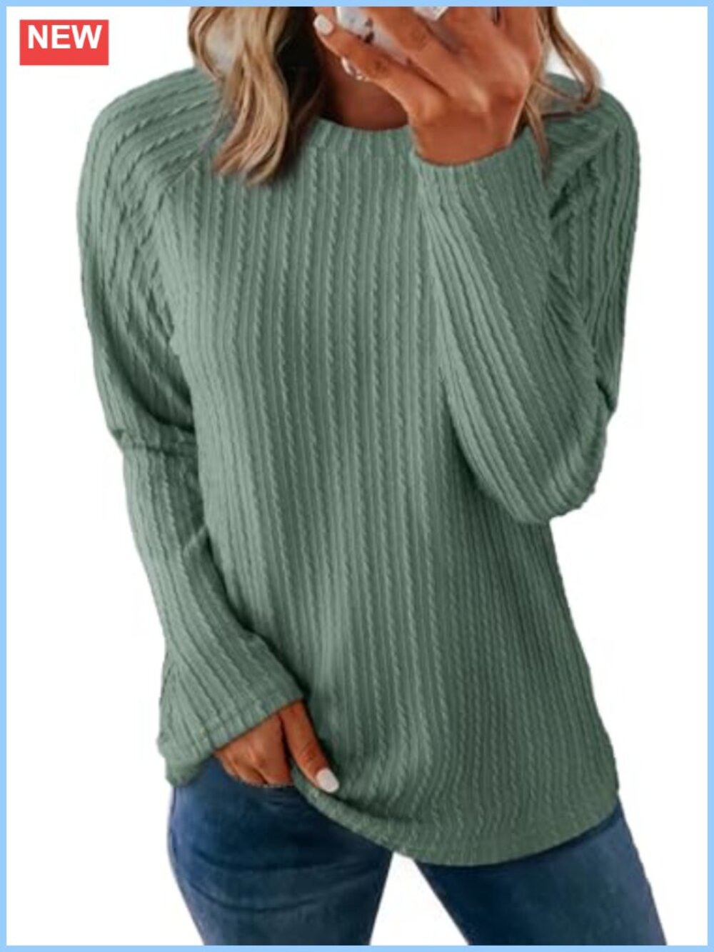 Womens Long Sleeve Tunic Top Crewneck Knit Polyester Basic Tee